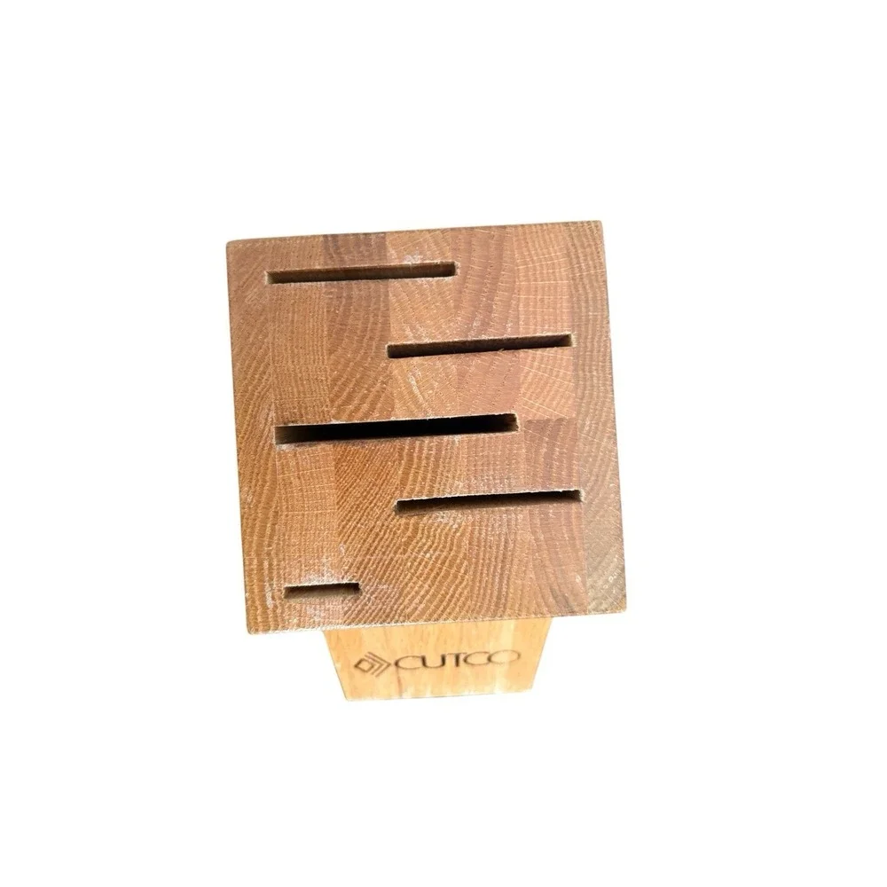 CUTCO 5 Slot Gourmet Set Knife Block #1749 Solid Oak Wood  Honey Finish Made USA